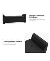 Monica 57.75"Wide Tufted Storage Bench with Flared Arms