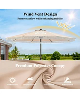 Gymax 9 Ft Patio Umbrella 2-Tier Market Table w/ Crank Handle Push Button Tilt