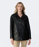 Furniq Uk Women's Relaxed Leather Jacket, Created for Macy's
