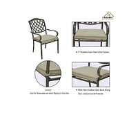 Casainc Cast Aluminum Outdoor Arm Dining Chair Patio Bistro Chairs With Cushion (Set of 4)