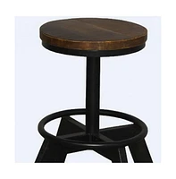 Industrial Iron Bar Stool with Backless Design for Bar Height Seating