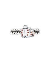 Bling Jewelry Set of 2 Insect Garden Ladybugs Red Cz Dangle Charm Bead Enamel Sterling Silver
