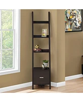 Wood 4-Tier Ladder Bookcase – Modern Leaning Bookshelf Display