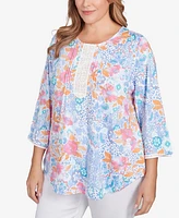 Ruby Rd. Plus Floral Puff Print Top