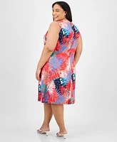 Jones New York Plus Printed Linen-Blend Dress