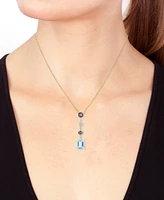 Effy Multi-Gemstone (4-5/8 ct. t.w.) & Diamond Accent Mixed Cut Linear Pendant Necklace in 14k Gold