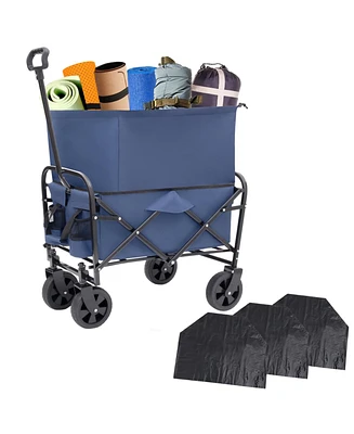 Collapsible Utility Wagon with Liners: Camping, Beach, Groceries