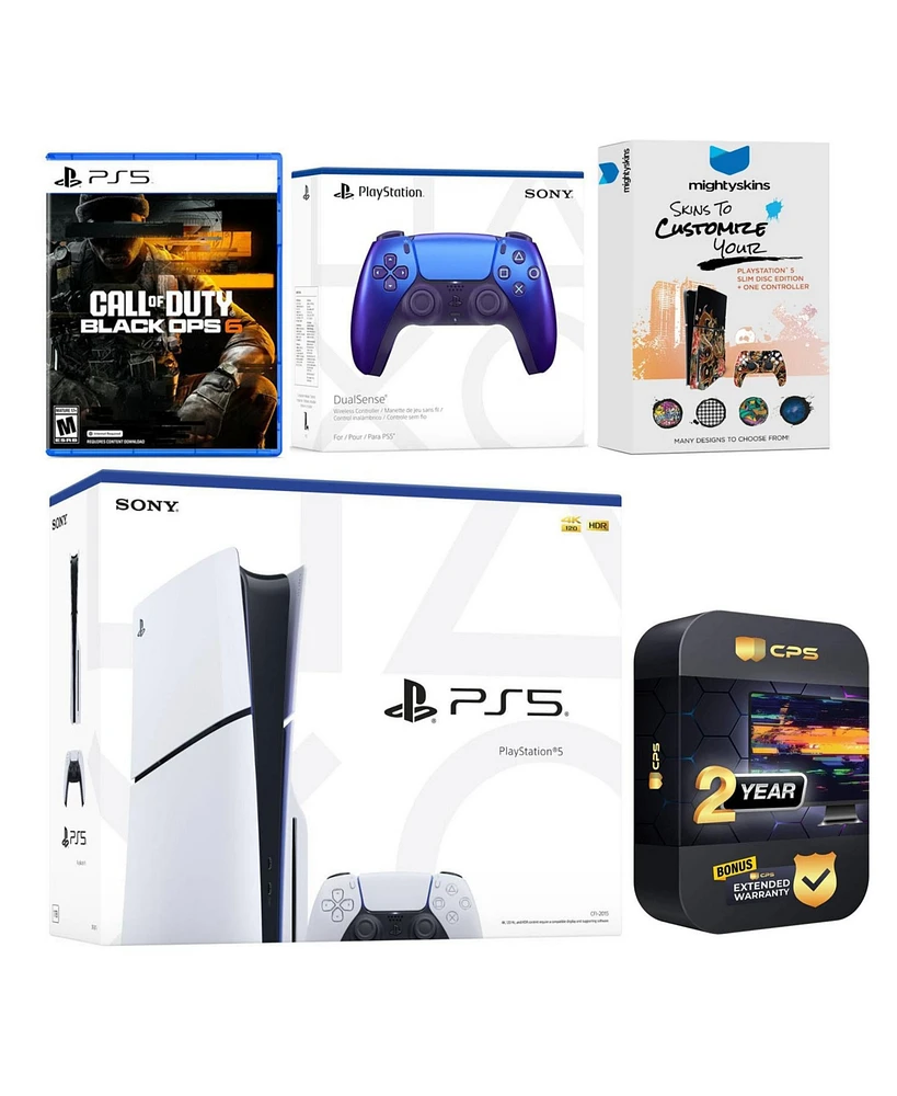 Sony Playstation 5 Slim Disc with Call of Duty Black Ops 6, Extra Volcanic Red Controller and MightySkins Voucher + 2 Year Cps Extended Warranty