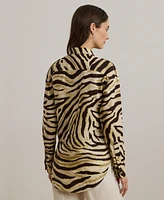 Lauren Ralph Women's Relaxed-Fit Zebra-Print Linen Shirt