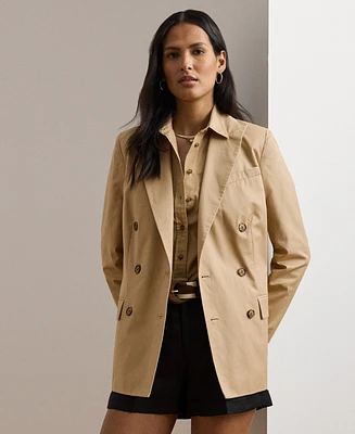 Lauren Ralph Women's Double-Breasted Cotton Twill Blazer