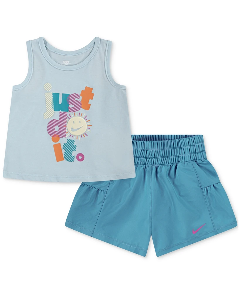 Nike Toddler Girls Sunny Swoosh Tank Top & Shorts, 2 Piece Set