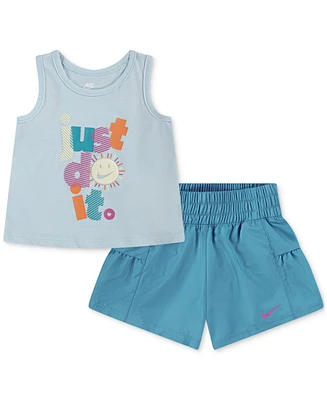 Nike Toddler Girls Sunny Swoosh Tank Top & Shorts, 2 Piece Set