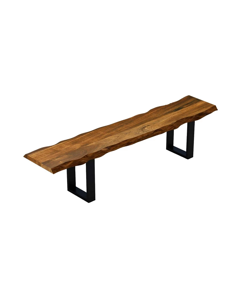 Solid Wood Bench with Live Edge for Dining Room or Entryway