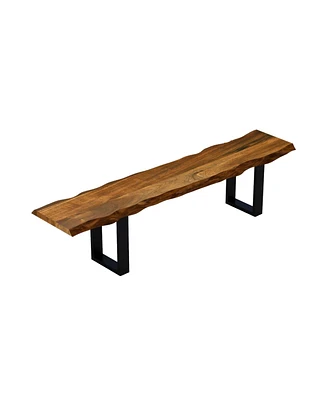 Solid Wood Bench with Live Edge for Dining Room or Entryway