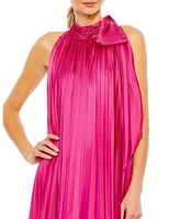 Mac Duggal Women's Pleated Trapeze Halter Neck Gown