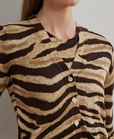Lauren Ralph Women's Zebra-Print Linen-Cotton Cardigan