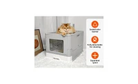 Bingopaw Front Entry Cat Litter Box with Scoop & Odor Control Tray