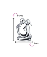 Bling Jewelry Set of 2 Couples Kissing Lovers & Valentine Heart Knot Spacer Charm Bead Silver