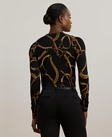 Lauren Ralph Women's Belting-Print Cotton-Blend Sweater
