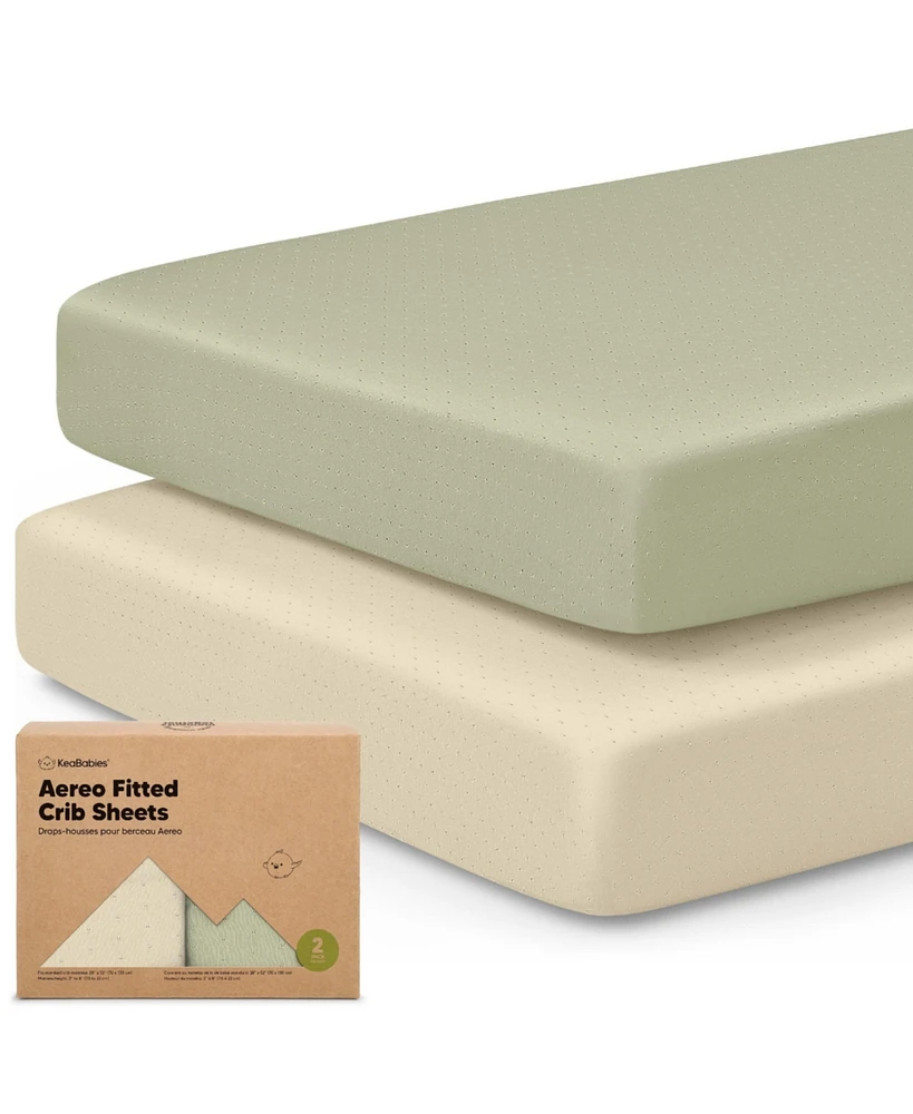 KeaBabies 2pk Aereo Fitted Crib Sheets for Boys, Girls, 52x28 Standard Baby Mattress Sheets, Bamboo Viscose Cotton