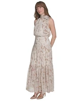 Tommy Hilfiger Women's Side-Tie Halter Tiered Maxi Dress