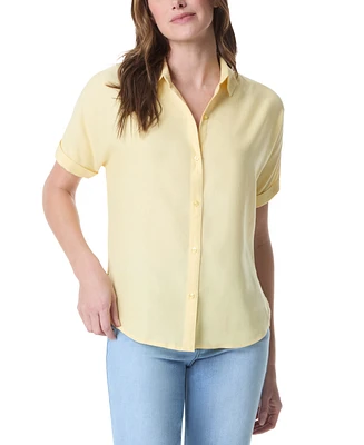 Gloria Vanderbilt Women's Daisy Drop-Hem Button Shirt