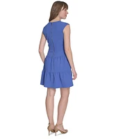 Tommy Hilfiger Women's Jacquard Twist-Front Tiered Dress