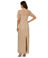 Adrianna Papell Petite 3D Floral Embellished Gown