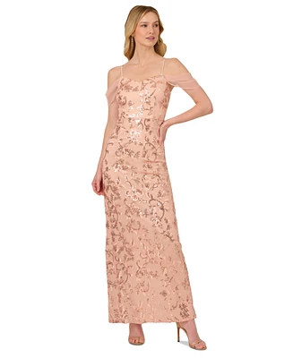 Adrianna Papell Women's Sequinned Embroidered Evening Gown