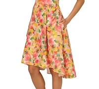 Adrianna Papell Women's Floral-Print Ruffle-Trim Dress