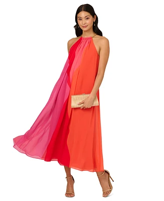 Adrianna Papell Women's Colorblocked Halter Dress
