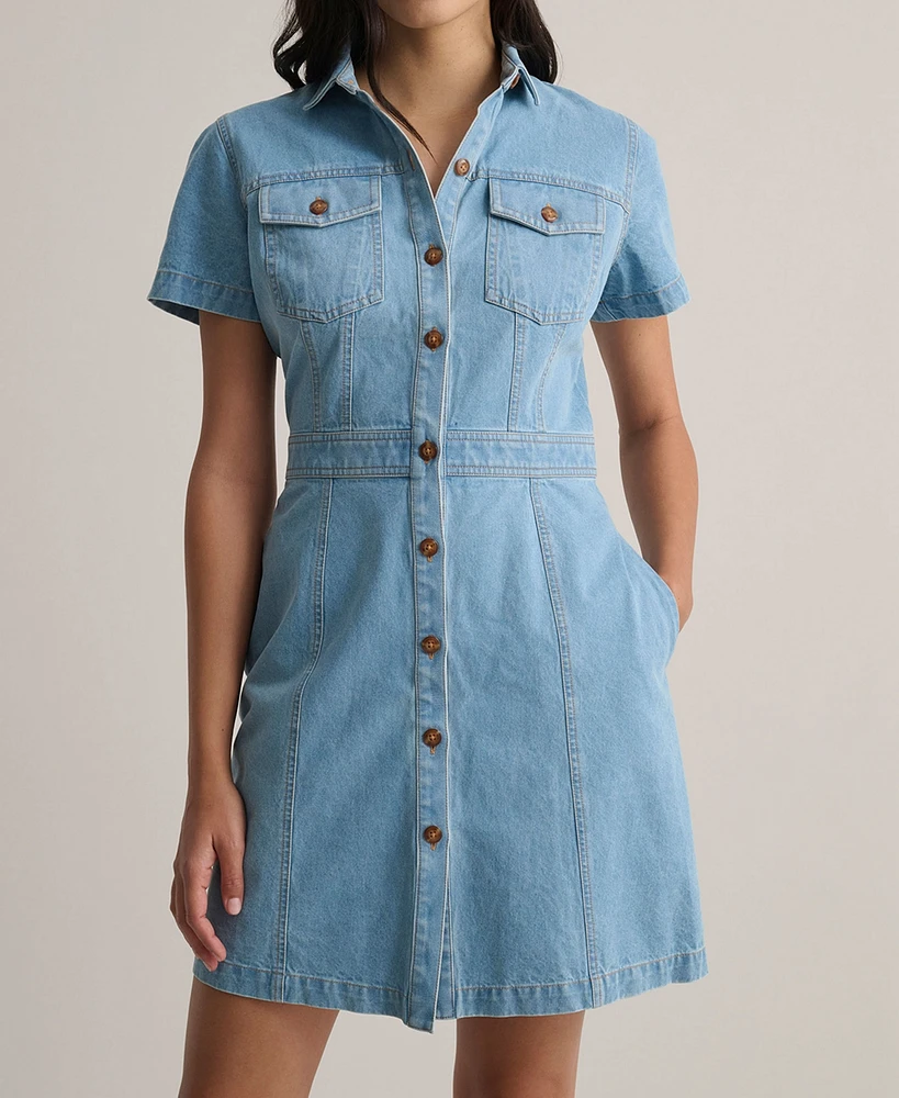 UNTUCKit Women's Denim Short-Sleeve Renee Shirtdress