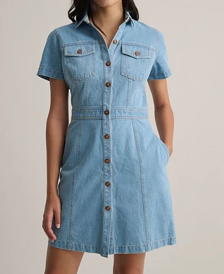 UNTUCKit Women's Denim Short-Sleeve Renee Shirtdress
