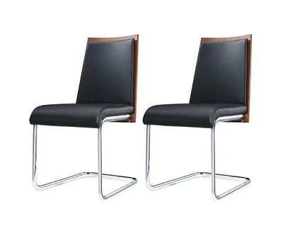 Faux Leather Dining Chairs Set of Two with Upholstered Seat for Home or Office