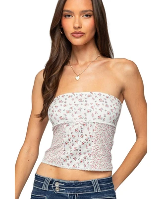 Edikted Women's Mixed Floral Pointelle Tube Top