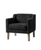 Transitional Ulysses Armchair with Solid Wood