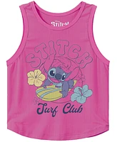 Disney Toddler and Little Girls 2-Piece Stitch Surf Club Tank Top Denim Shorts Set