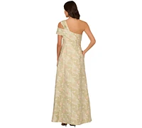 Adrianna Papell Women's One-Shoulder Floral-Jacquard Gown