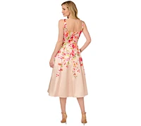 Adrianna Papell Women's Mikado Floral-Print Midi Dress