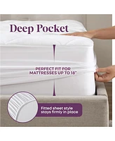 Circleshome Double Puff Microfiber Fleece Mattress Pad White