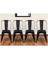 Set of Four Sturdy Steel Side Chairs for Dining or Kitchen