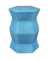 Moderno Hexagon Ceramic Garden Stool Side Table - Indoor or Outdoor 17.25-Inch H Moonstone Glazed Finish