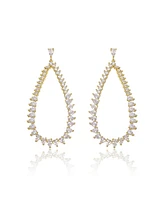 Rachel Glauber 14K Gold Plated Cubic Zirconia Raindrop Front-Facing Hoop Earrings