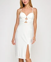 pear culture Juniors' Sweetheart Cut-Out Sleeveless Midi Dress