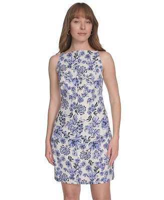 Tommy Hilfiger Petite Printed Hopsack Sleeveless Dress