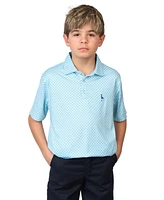 Tailorbyrd Boys Geo Floral Printed Performance Short Sleeve Polo