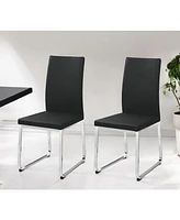 Set of Two Upholstered Faux Leather Dining Chairs for Stylish Home Decor