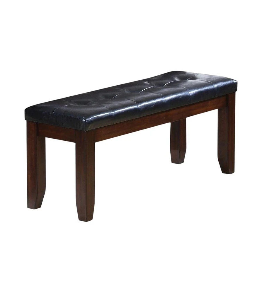 Contemporary Upholstered Faux Leather Bench with Cushion