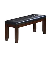 Contemporary Upholstered Faux Leather Bench with Cushion