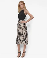 Dkny Women's Mixed-Media Tie-Front Midi Dress